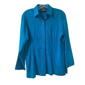 Women's Tunic Shirt Cotton or Linen Cobalt Blue Lagenlook Med? Special Buttons